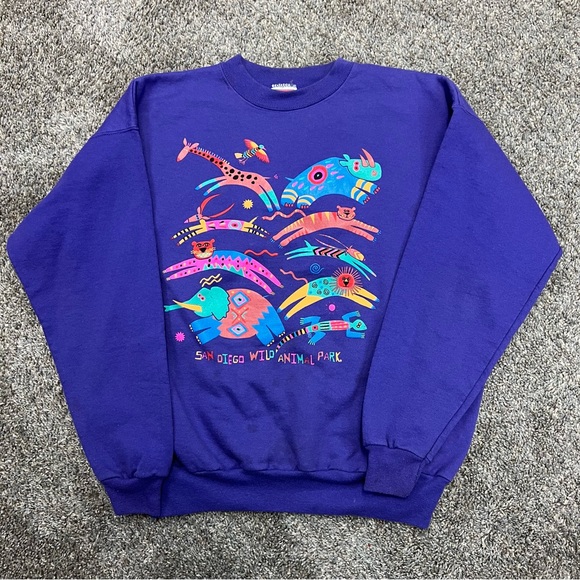 Hanes Tops - vintage san diego wild park zoo sweatshirt womens large purple crewneck sweater